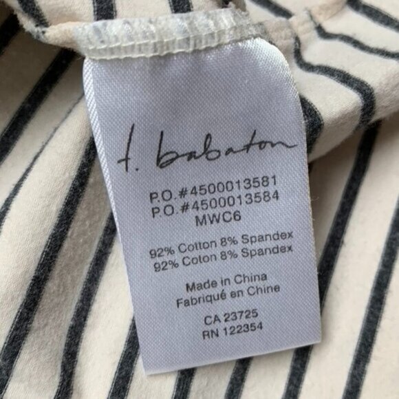 Aritzia Babaton Stripe T-shirt Top 3/4 Length sleeve Stretch Cotton Size XS - Picture 10 of 16